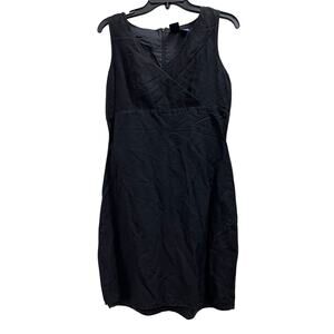 Vintage Black Linen blend form sleeveless office siren dress sz 10